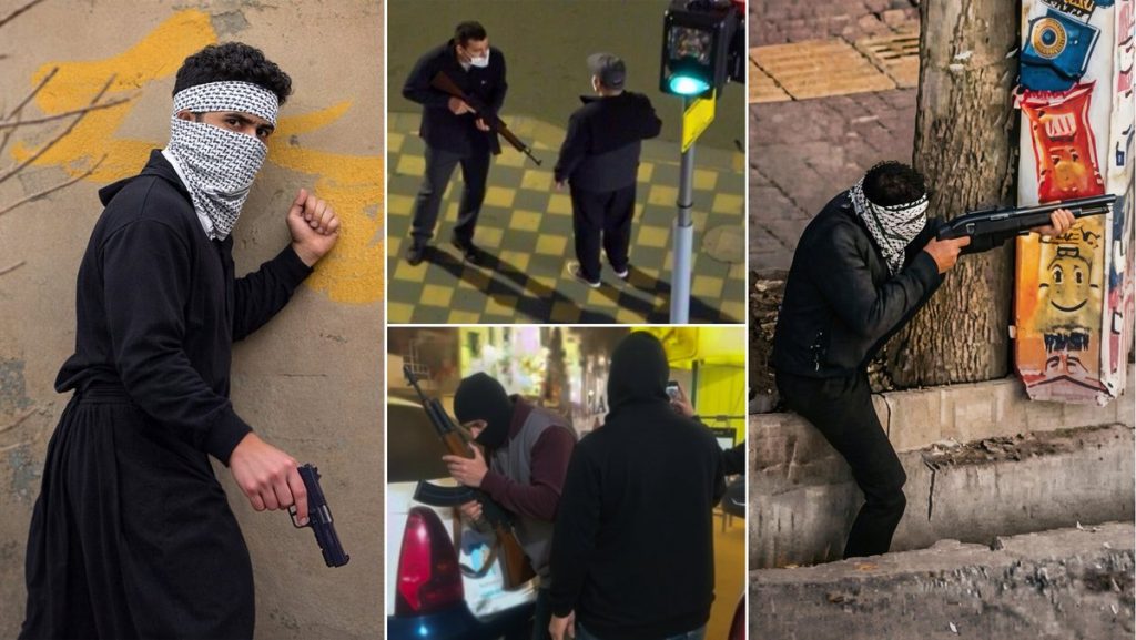 Armed terrorists among Iranian protesters. Most of these terrorists were from Kurdish terrorist groups and the terrorist organization MKO.
